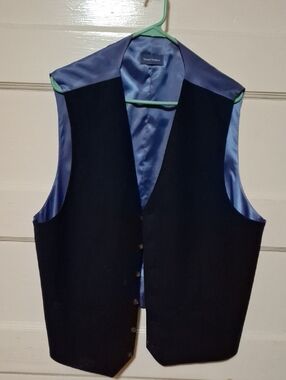 Men's Black Dress Vest with Blue Satin Lining by Samuel Windsor (Mgs222)